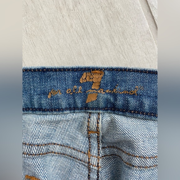 Vintage 7 For All Mankind Size 30 Denim Jeans Flare - Picture 3 of 6